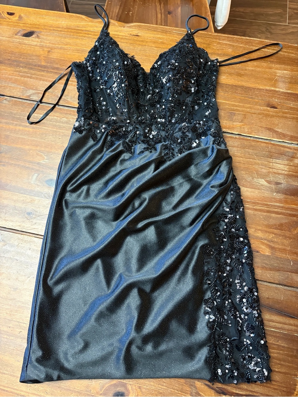 ADORA Black Sequin Lace Mini Dress
